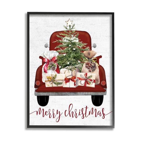 Stupell Industries Merry Christmas Holiday Presents Framed Giclee Art